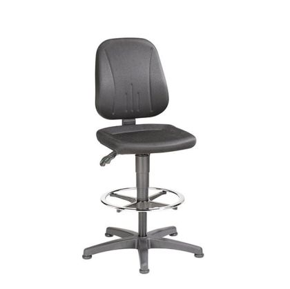 Лабораторен работен стол Bimos Unitec 9651, висок, екокожа, до 120 kg, черен