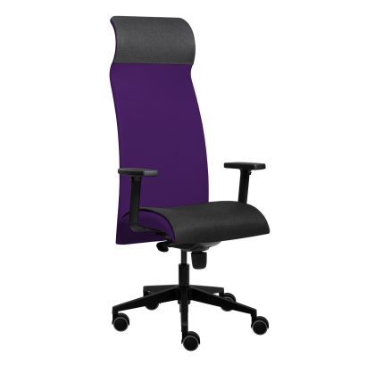 Ергономичен стол Tronhill Solium Executive, дамаска и меш, Synchronous механизъм, до 120 kg, патладжан