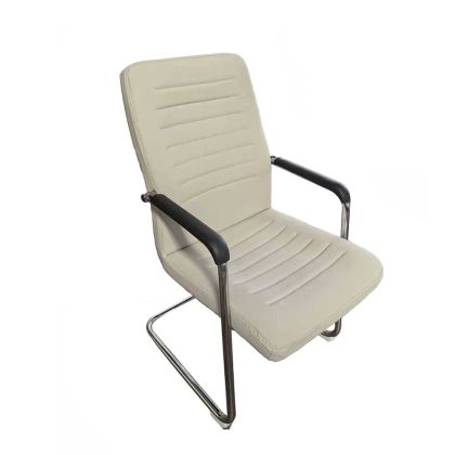 Посетителски стол RFG Sit M, екокожа, метална основа, до 120 kg, бежов, 2 броя в комплект