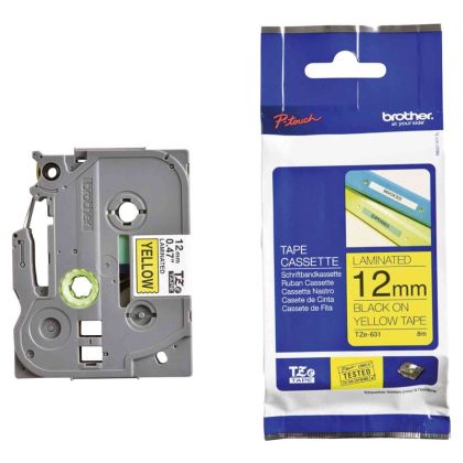 Лента Brother TZE631, 12 mm, черен печат върху жълта лента