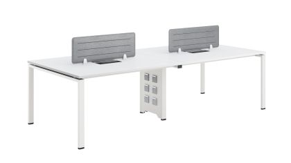 Бюро RFG Бенч Monaco, четириместно, 2800 х 1200 х 750 mm, ПДЧ 25 mm, метални крака, бяло