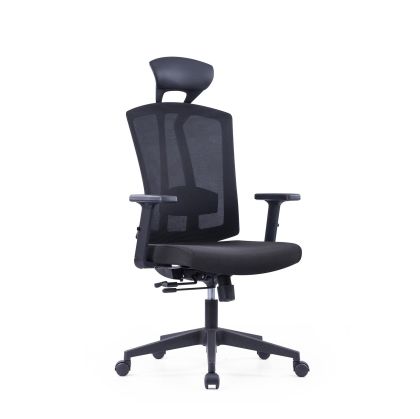 Ергономичен офис стол RFG Primo HB, дамаска и меш, до 130 kg, черен