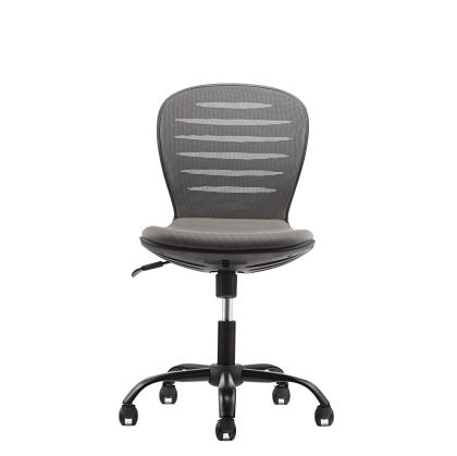 Детски стол RFG Flexy Black, дамаска и меш, сива седалка, сива облегалка