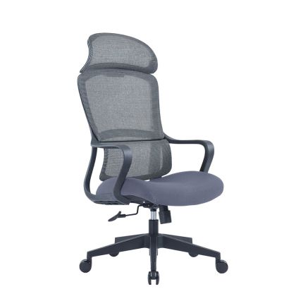 Директорски стол RFG Best HB, дамаска и меш, Tilt механизъм, до 120 kg, сива седалка, сива облегалка, промоция Вземи 2, плати 1