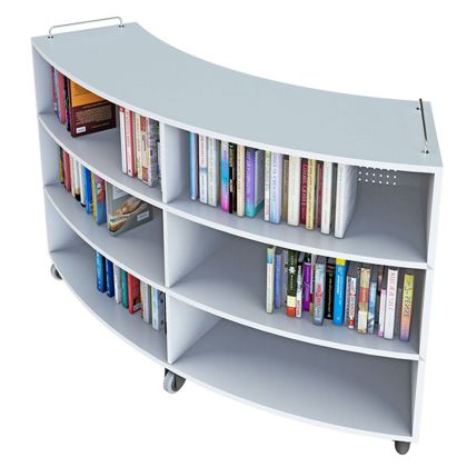 Библиотечен стелаж RFG Active Book, с колелца, овална форма, ПДЧ