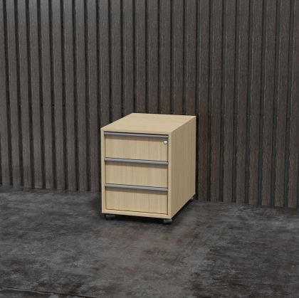 Контейнер за бюро Narbutas Nova A, 428 x 600 x 560 mm, ПДЧ, меламин избелен дъб, сива вградена дръжка