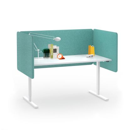 Шумоизолиращ преграден панел за бюро Narbutas Desk 760, 1400 x 36 x 760 mm, дамаска Velito Presto светла мента, сив метал