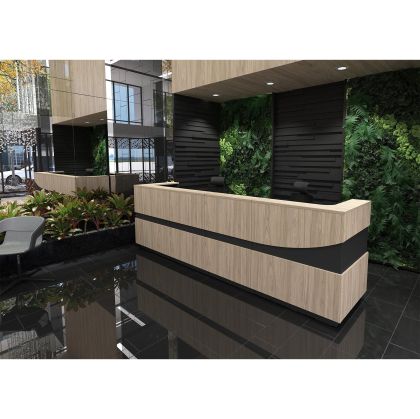 Ъглов модул за рецепция RFG Joy, ляв, с декорация дъга, ПДЧ, кехлибарен дъб и антрацит