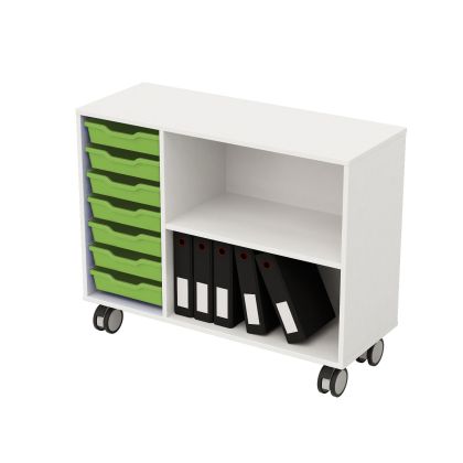 Етажерка RFG, със 7 зелени тавички, PP, 104 х 40 х 960 mm, ПДЧ 18 mm, бяла