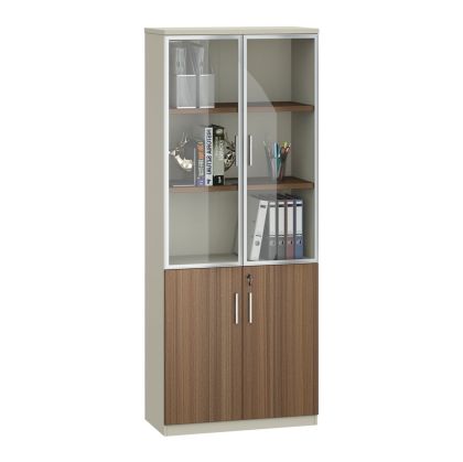 Шкаф RFG Elmaz, със стъклени врати, 800 х 400 х 2000 mm, ПДЧ, австралийски дъб и сиво