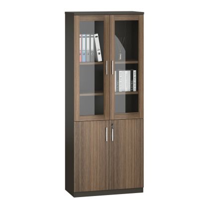 Шкаф RFG Chicago, със стъклени врати, 800 х 400 х 2000 mm, ПДЧ, дъб Рейн и тъмносиво