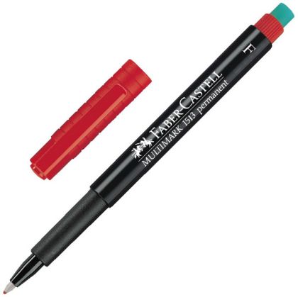 Перманентен тънкописец Faber-Castell OHP F Черв.