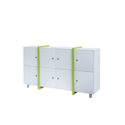 Шкаф RFG Etto, с 8 отделения, 1660 х 400 х 910 mm, ПДЧ, бял и зелен