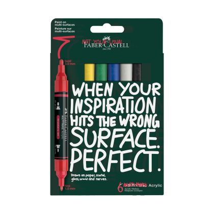 Faber-Castell Акрилен маркер Multimark Basic, 6 цвята
