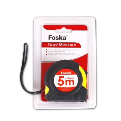 Ролетка Foska, гумирана, 5 m, черно-жълта