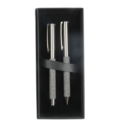 Office 1 Комплект химикалка и ролер Leatherink, метални