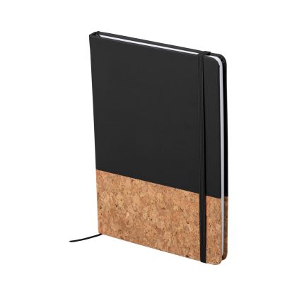Office 1 Тефтер Amsterdam Cork&Pu, А5, с ластик, 80 листа, черен