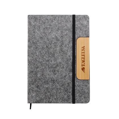 Office 1 Бележник, А5, филц и бамбук, с ластик, корица като стойка за телефон