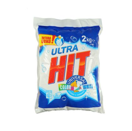 Перилен препарат Ultra Hit, прах, универсален, за бяло и цветно пране, 2 kg