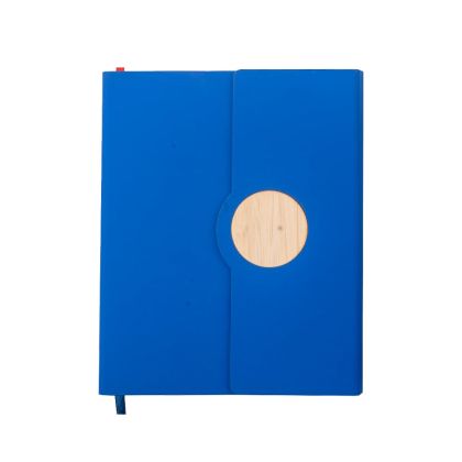 Office 1 Тефтер Tokyo, А5, с магнитно затваряне, бамбуков кръг, 80 листа, син