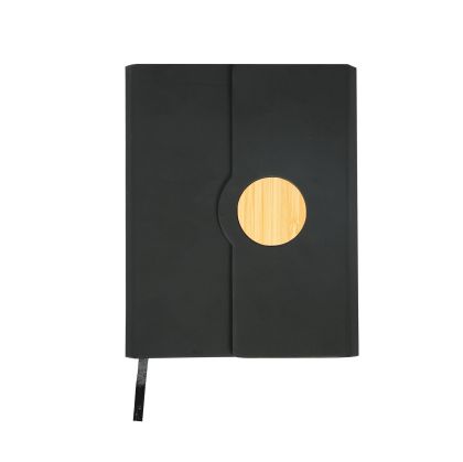 Office 1 Тефтер Tokyo, А5, с магнитно затваряне, бамбуков кръг, 80 листа, черен