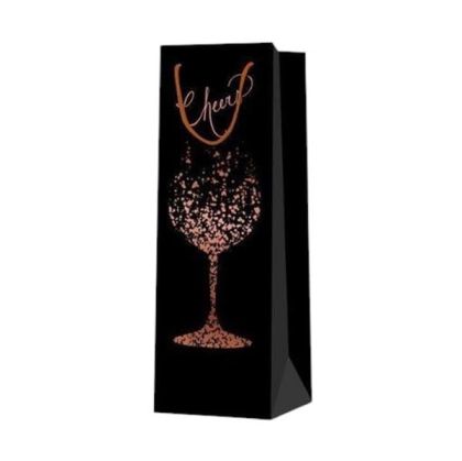 Торбичка за вино Cheers, чаша, 12 х 35 х 9 cm, черна