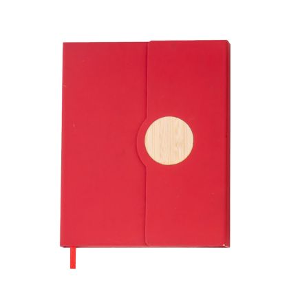 Office 1 Тефтер Tokyo, А5, с магнитно затваряне, бамбуков кръг, 80 листа, червен