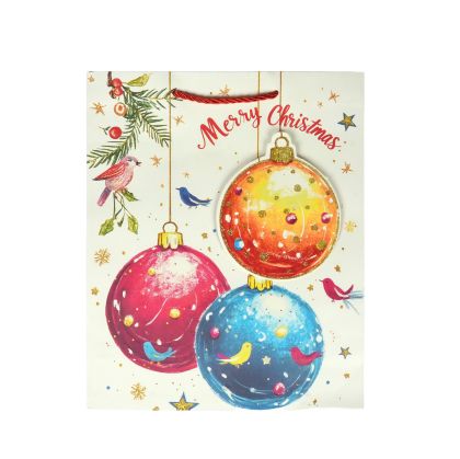 Подаръчна торбичка Merry Christmas - Топки, коледна, 30 х 40 х 12 cm