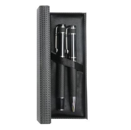 Office 1 Комплект химикалка и ролер Knit, метални, черни