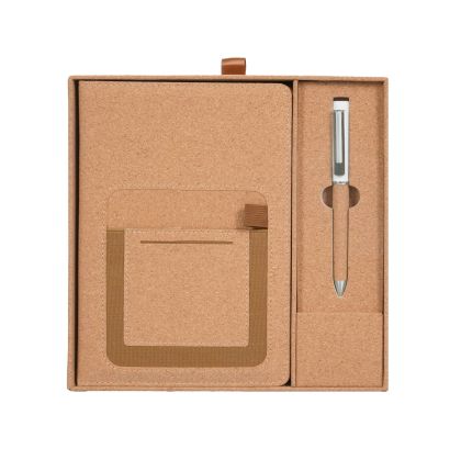 Office 1 Комплект тефтер и химикалка Floral Cork, в кутия