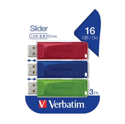 USB флаш памет Verbatim Slider, USB 2.0, 16GB, 3 броя