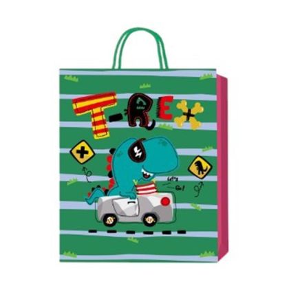 Подаръчна торбичка Динозавър, 3D, детска, 26 х 32 х 10 cm, зелена