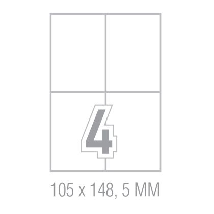 Office 1 Самозалепващи се етикети, A4, 105 x 148.5 mm, прави ъгли, 100 листа