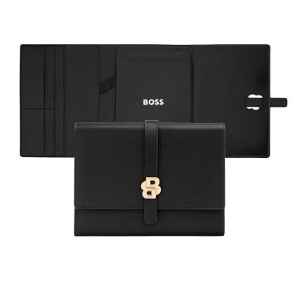 Hugo Boss Конферентна папка Double B, A5, черно-златиста