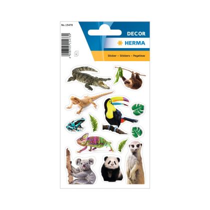 Herma Самозалепващи се етикети Екзотични животни, 3 листа