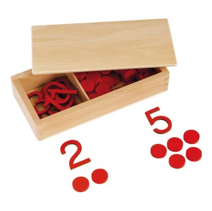 Eduplay Цифри и жетони Монтесори, в дървена кутия
