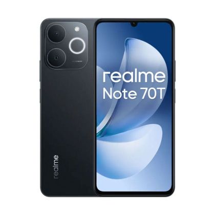 Смартфон Realme Note 70T, Dual SIM, 128 GB, 4 GB RAM, 13 MP камера, 6000 mAh, 6.74'', черен