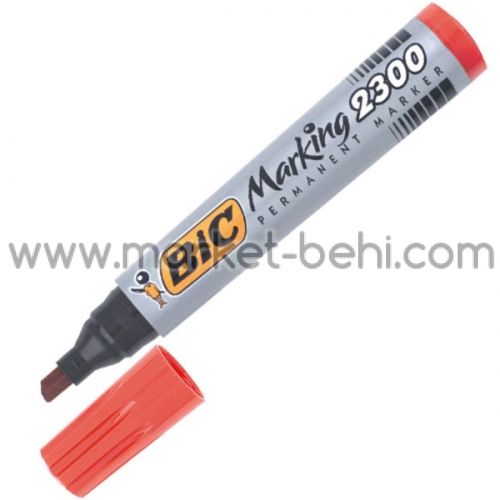 Перманентен маркер Bic 2300 Червен скосен връх