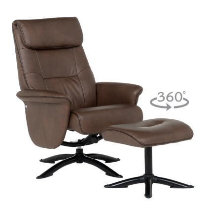 Кресло с табуретка EMA - кафяво