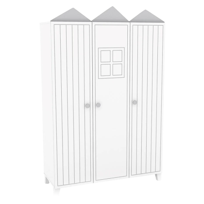 Трикрилен детски гардероб MIAMI - бял