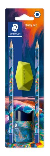 Моливи Staedtler Multiverse, HB, 2 броя+гума+острилка, VERSION 1