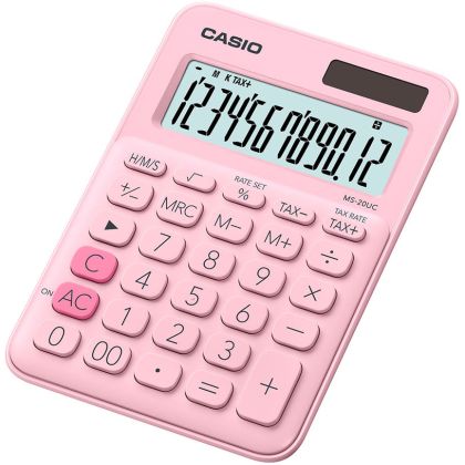 Калкулатор Casio MS-20-UC-LB, настолен, Розов