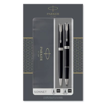 Химикалка и ролер Parker Ryal Sonnet Black Lacquer CT