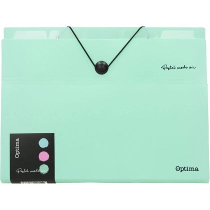 Папка Optima А4 с 6 отделения, пастелни цветове, асортимент