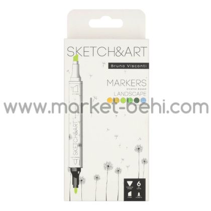 Двувърхи маркери Sketch&Art, 6 цвята, Гора