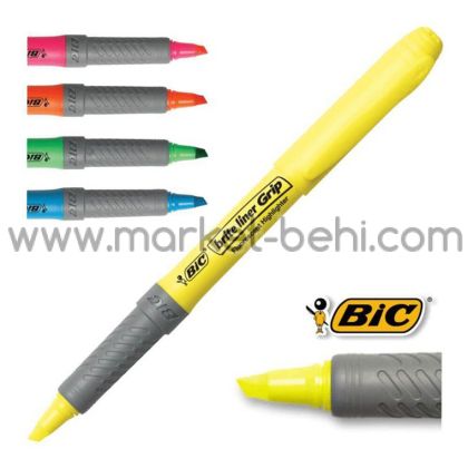 Текстмаркер Bic Marking Grip, скосен, Жълт