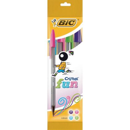 Химикалки Bic Cristal Large Fun, 1.6mm,4 броя
