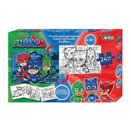 Двустранен пъзел за оцветяване 24 части PJ masks