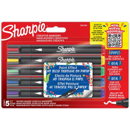 Комплект маркери Sharpie Acrylic, 5 цвята, блистер