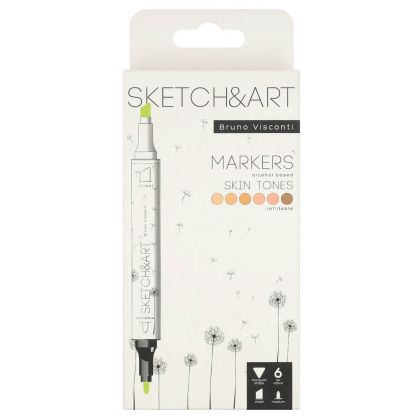 Двувърхи маркери Sketch&Art, 6 цвята, Портрет